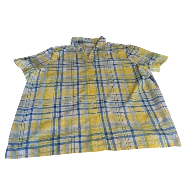 Alfred Dunner Blouse Womens Multicolor Plaid Floral Button Up Shortsleeve Sz 16P - Picture 3 of 8